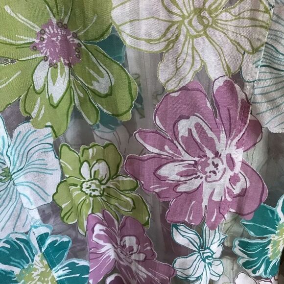 Kenneth too Jacket semi sheer floral Women’s Size 1X zip front purple green - Picture 4 of 6